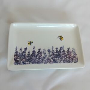 Abbott Collection Lavender And Bees Rectangular Plate Tray